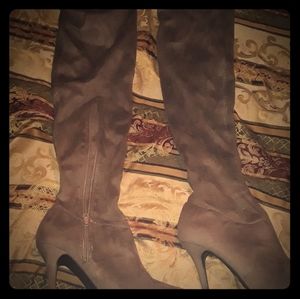 Taupe thigh high boots